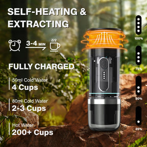 Bivisty Portable Espresso Maker for Travel, Camping Coffee Machine, Electric Self-Heating With USB-C, Ground Coffee Compatible with Nespresso & Dolce Gusto for RV, Outdoor, Office (black)