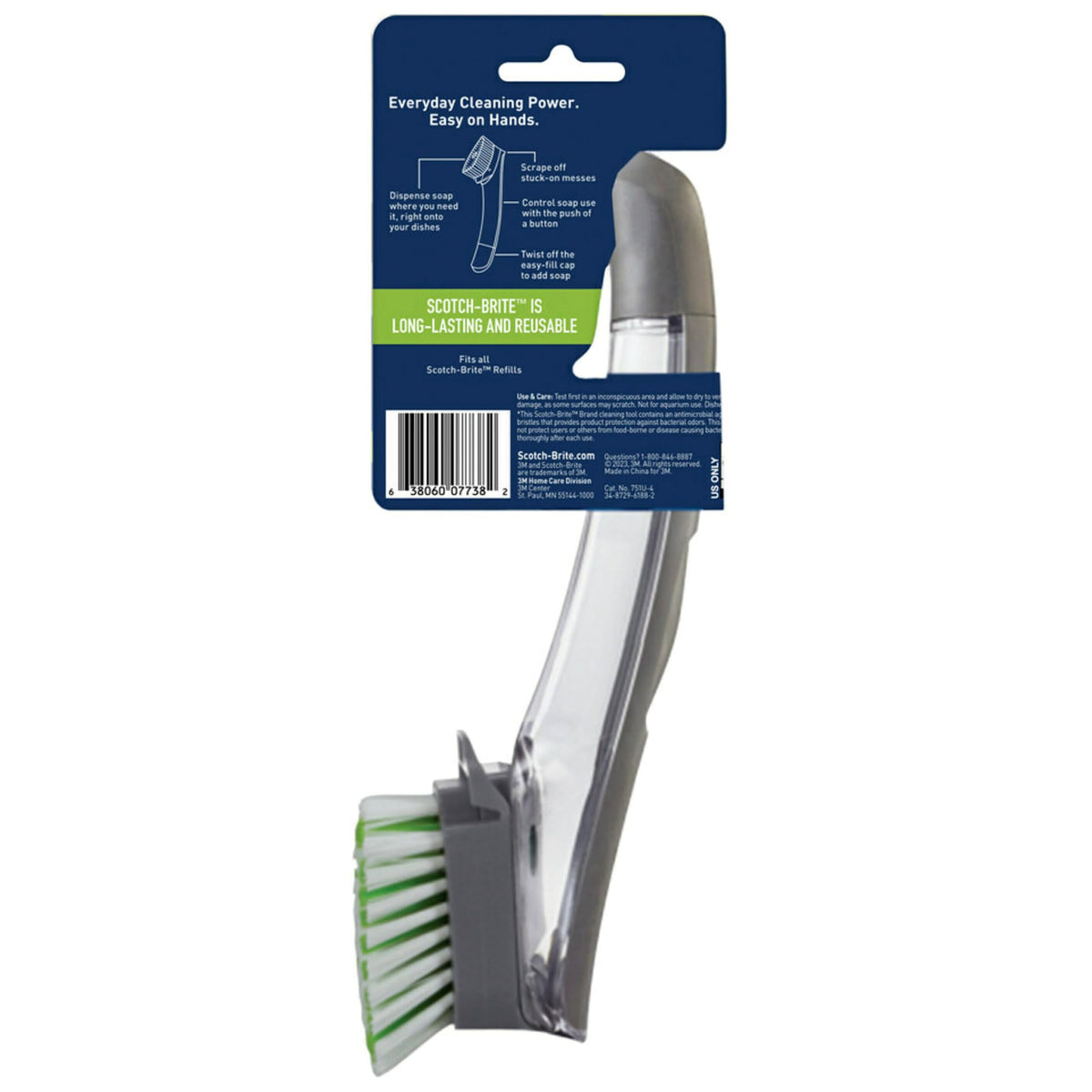 Scotch-Brite Non-Scratch Advanced Soap Control Dish Brush, Dish Scrub Brush, Control Soap With A Button, Long Lasting & Reusable, Dish Scrubber Brush