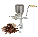 Vietora Eud ハイホッパー鋳鉄製手動穀物ミル - 頑丈な穀物グラインダー、コーヒーグラインダー - 小麦、穀物、トウモロコシ、小麦粉用の乾式および湿式粉砕、シルバー