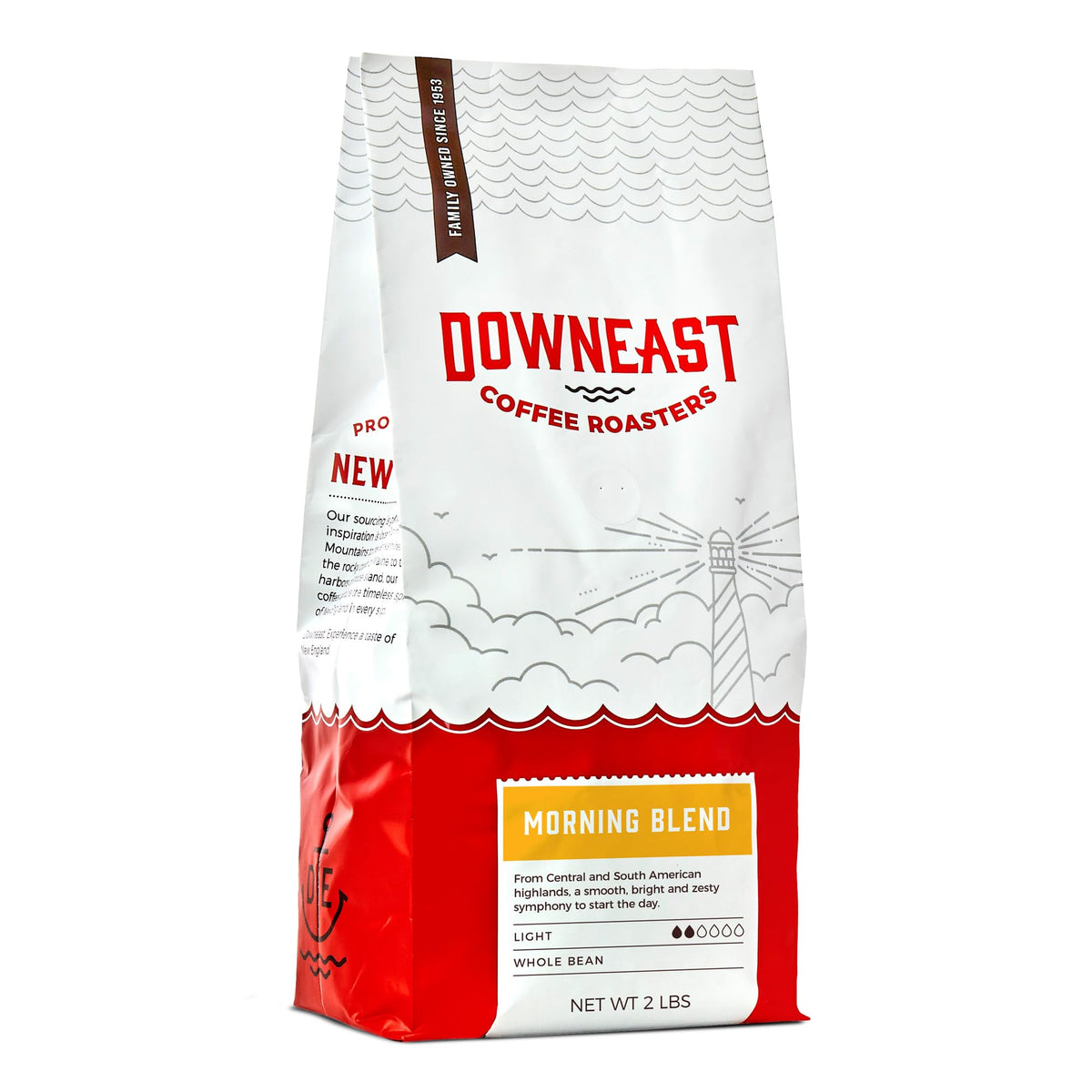 Downeast Coffee Roasters Kaffeebohnen – Morning Breakfast Blend, leichte Röstung, 100 % Arabica-Kaffee – mild, leuchtend und ausgewogen – ausgewählte mittel- und südamerikanische Hochlandsorten (2-Pfund-Beutel)