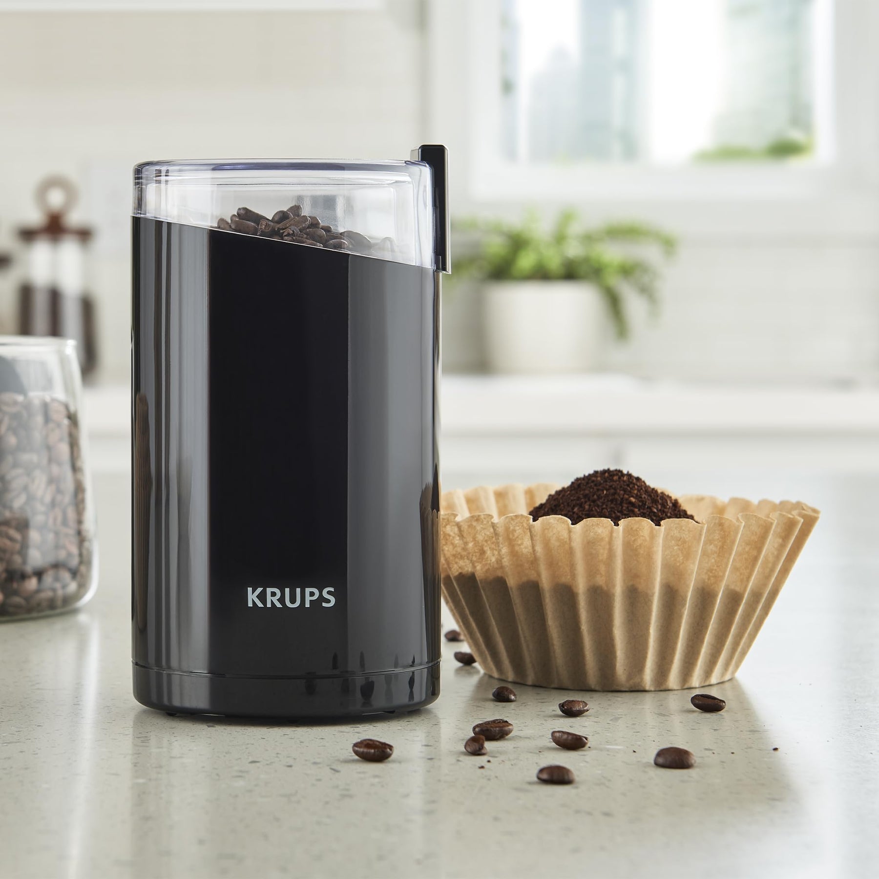 KRUPS Precision Coffee and Spice Grinder: 3 oz Capacity, 200W Motor, Stainless Steel Blades for Uniform Grinding - Versatile for Coffee Beans, Spices, Herbs, and Nuts (Black)