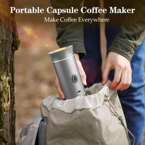 3-in-1 Portable Espresso Maker, Mini Coffee Maker for Travel, Self-Heating Car Coffee Maker with USB-C, Small Espresso Machine with Ground Coffee & Capsules (NS＆DG) for RV, Hiking, Office (silver)