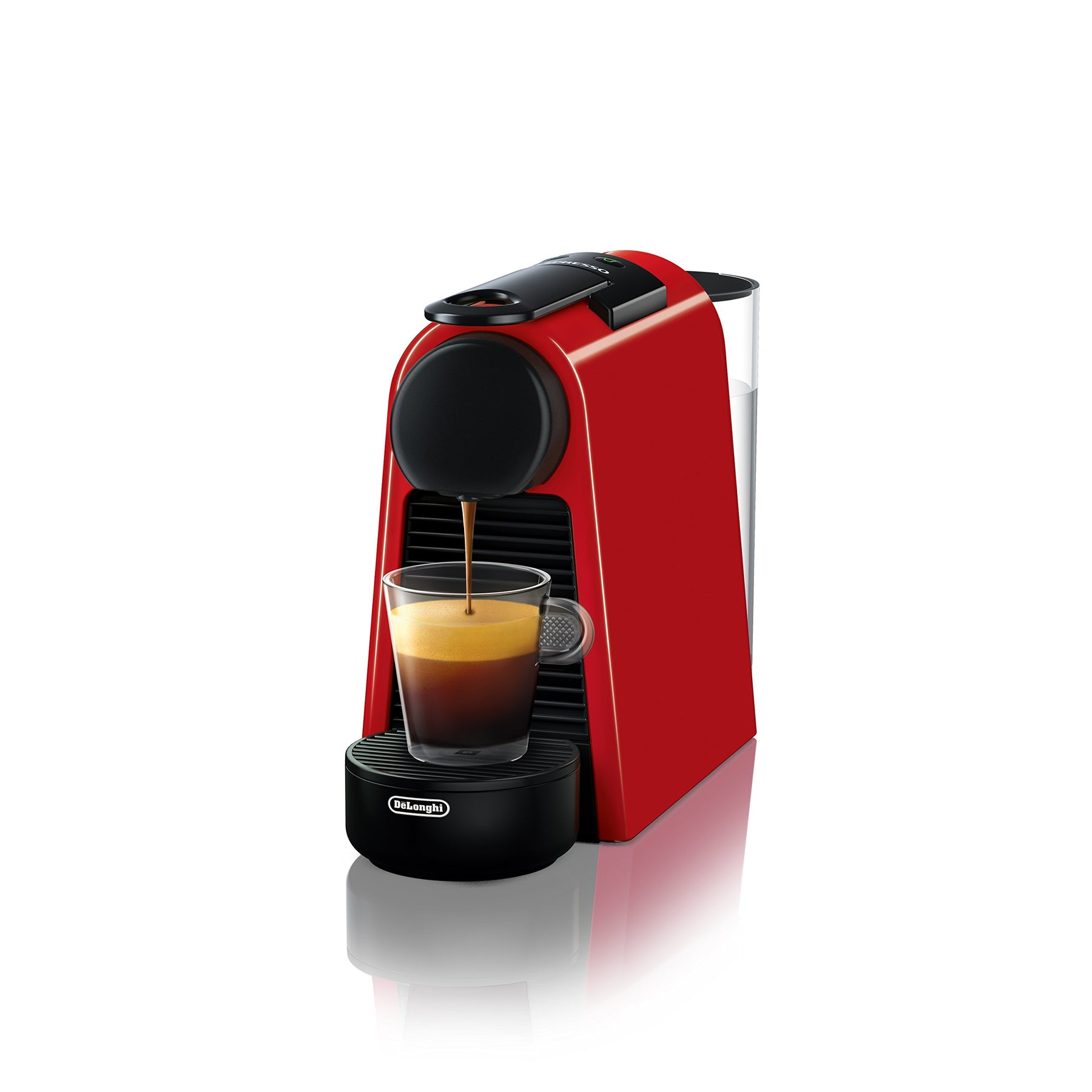 Nespresso Essenza Mini-Espressomaschine von De'Longhi mit Milchaufschäumer, 20,3 Unzen, Rot