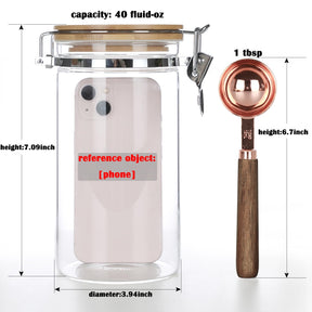 KKC Kaffeebohnen-Aufbewahrungsbehälter aus Borosilikatglas mit luftdichtem Deckel, versiegeltes Glasgefäß mit Klemmdeckel für Kaffeebohnen, Nüsse, Kaffee-Aufbewahrungsdose mit Löffel für 1 Pfund Bohnen, 40 Flüssigunzen