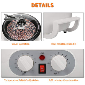 Kaffeebohnenröster für den Heimgebrauch, Kaffeeröster mit Zeiteinstellung, 110 V, 1200 W