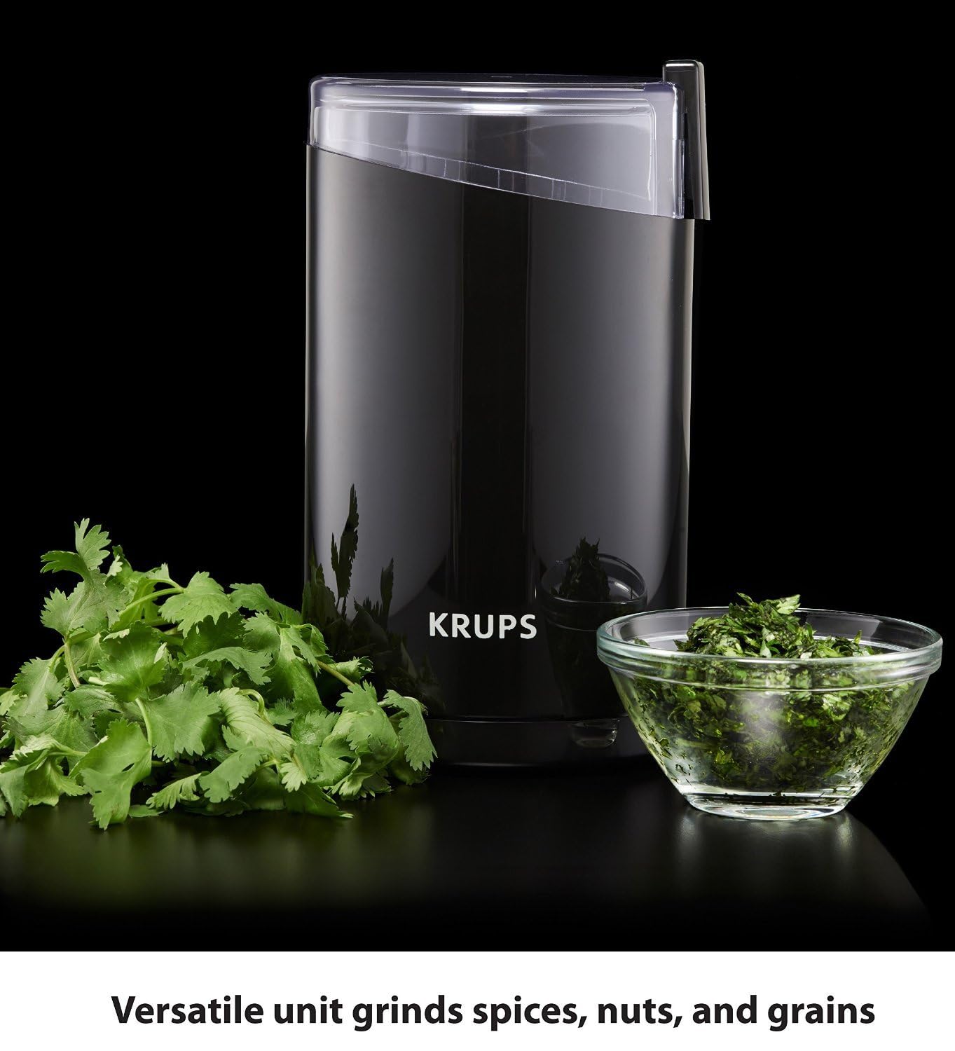 KRUPS Precision Coffee and Spice Grinder: 3 oz Capacity, 200W Motor, Stainless Steel Blades for Uniform Grinding - Versatile for Coffee Beans, Spices, Herbs, and Nuts (Black)