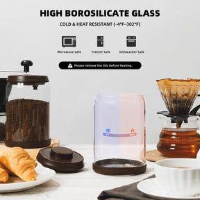 Tourdeus Kaffeebehälter aus Glas – 900 ml x 2, luftdichte Kaffeebehälter mit Pop-Top, große Behälter für gemahlenen Kaffee, Kaffeedosen mit Deckel, 300 g, Braun