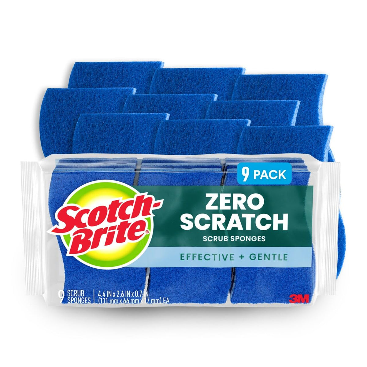 Scotch-Brite Zero Scratch Scrub Sponge, 9 Units per Each