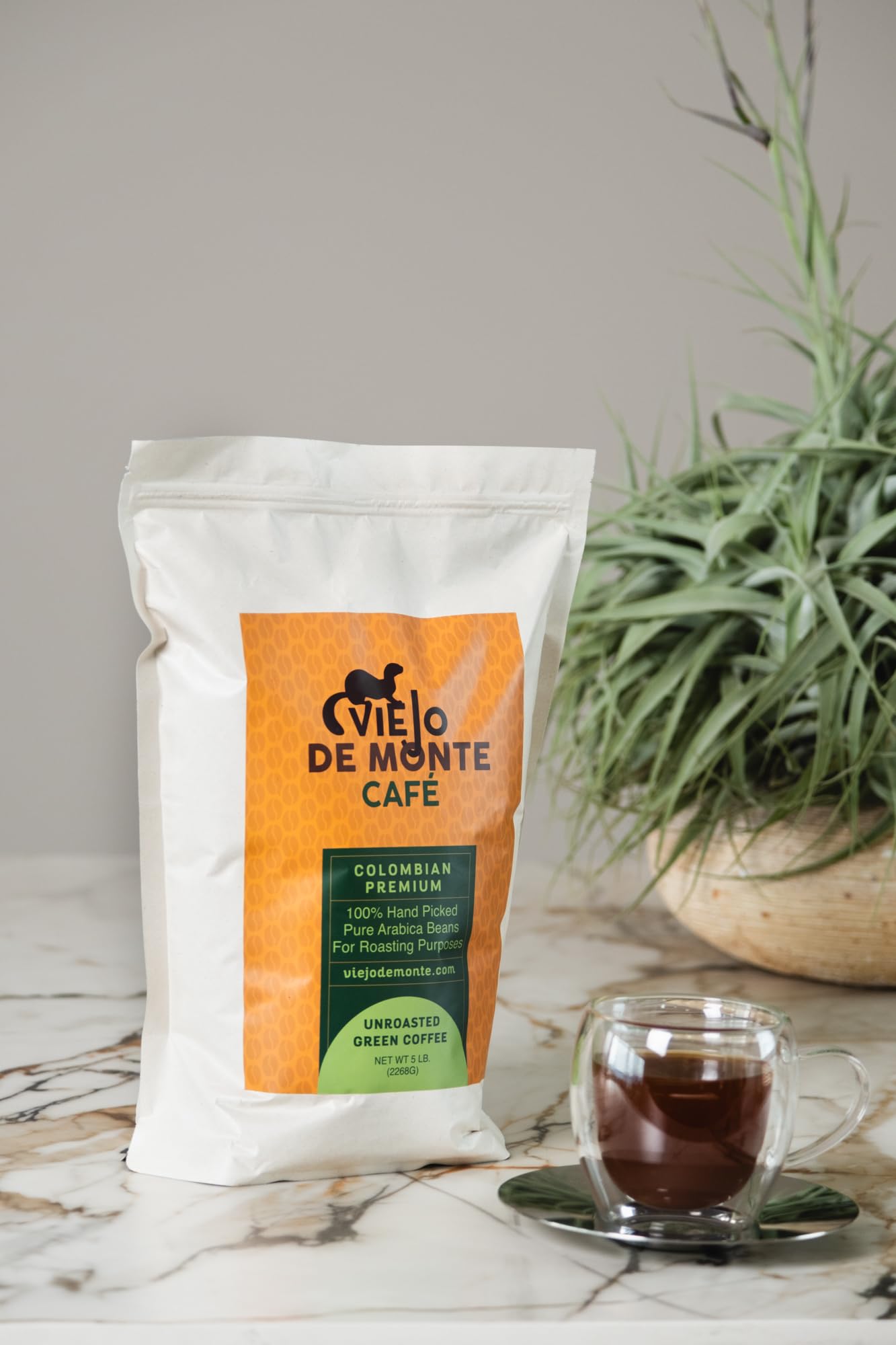 VIEJO DE MONTE Grüne Kaffeebohnen, ungerösteter Kaffee aus ganzen Bohnen, 5 Pfund | Spezialqualität für frische Röstung | Perfekt zum Rösten zu Hause und für Kaffeeröster | Premiumqualität für frisch gerösteten Kaffee