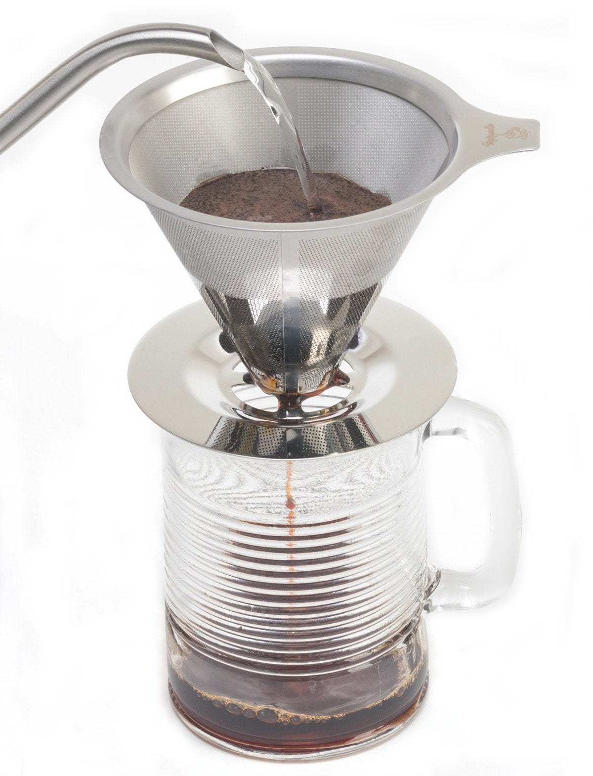 Maranello Caffé Pour Over Coffee Dripper Stainless Steel Reusable Drip Cone Coffee Filter Portable Pour-Over Coffee Maker Paperless Metal Fine Mesh Strainer Coffee Pourover Brewer Camping Coffee Maker