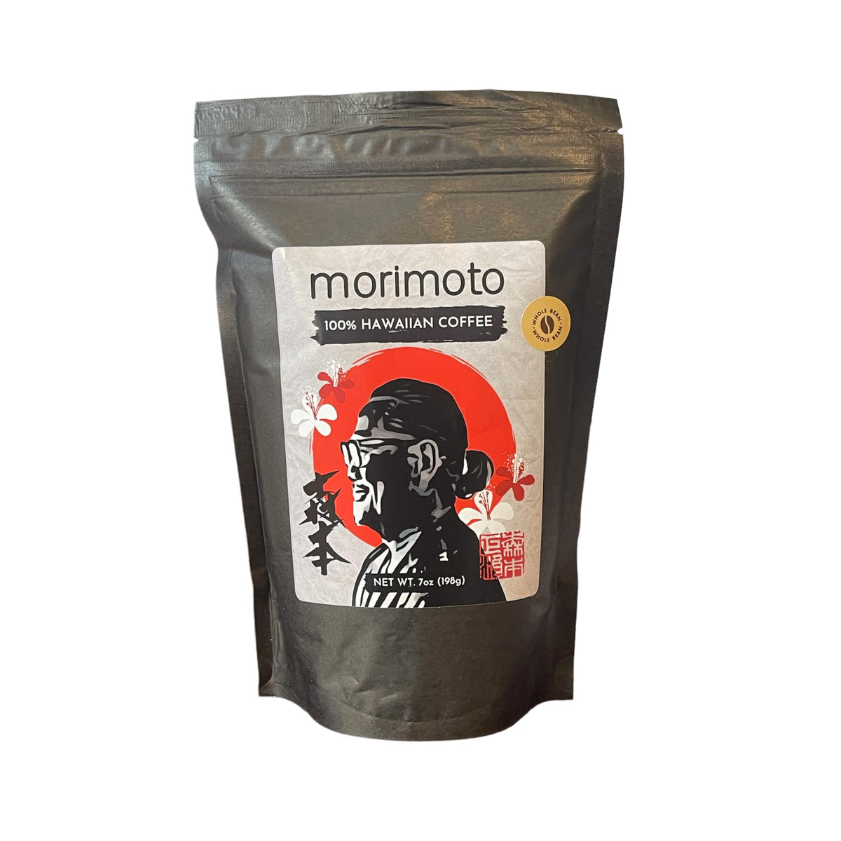 MORIMOTO 100% Hawaiian Coffee Whole Bean 7oz. Bag – Medium Dark Roast - 100% Hawaiian Beans Grown in Rich and Fertile Volcanic Soil