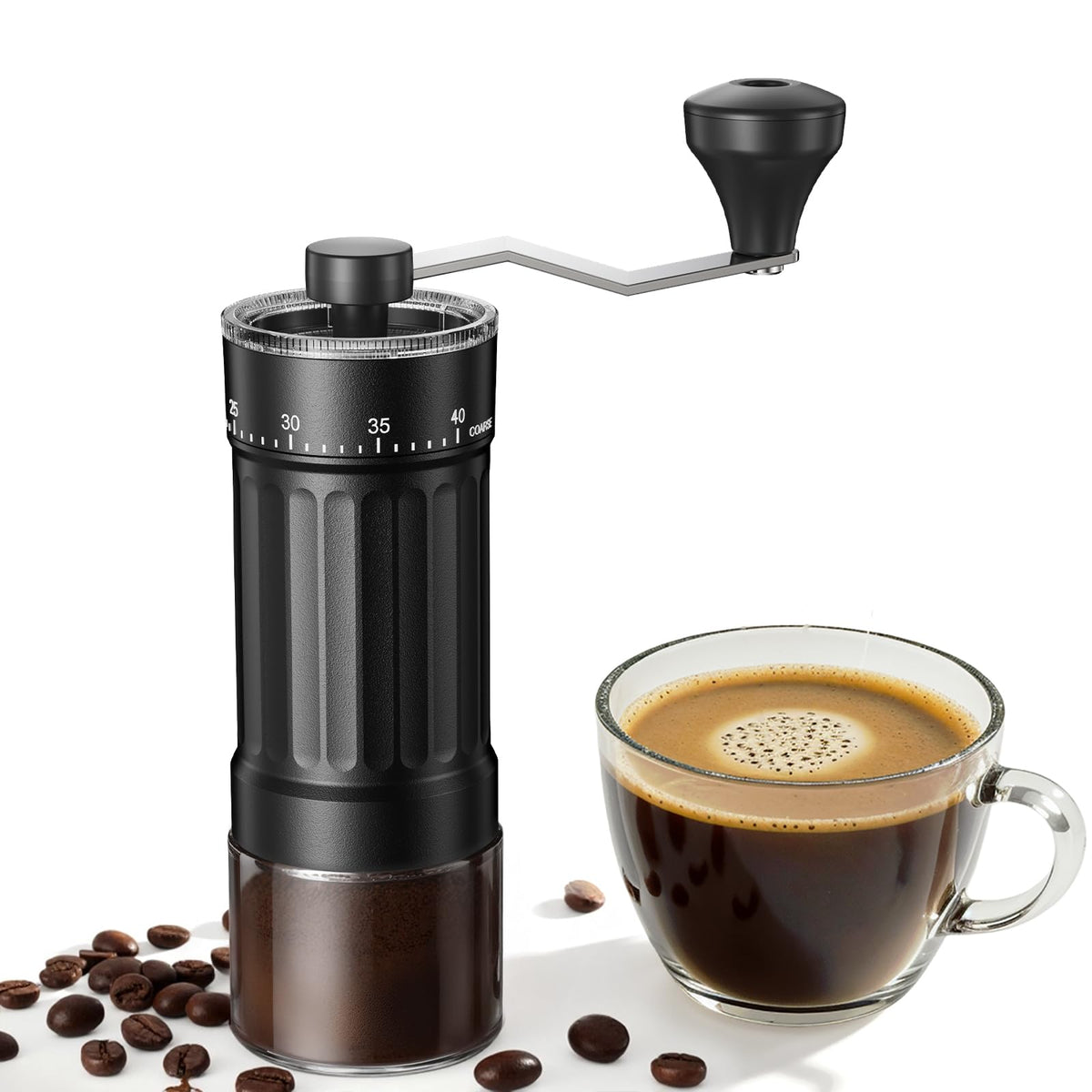 Mini Manual Coffee Grinder with 40 Adjustable Settings, Portable Hand Coffee Bean Mill with 30g Capacity, Conical Burr Coffee Grinder with Crank for Travel, Camping, Office, Espresso, Pour Over, etc