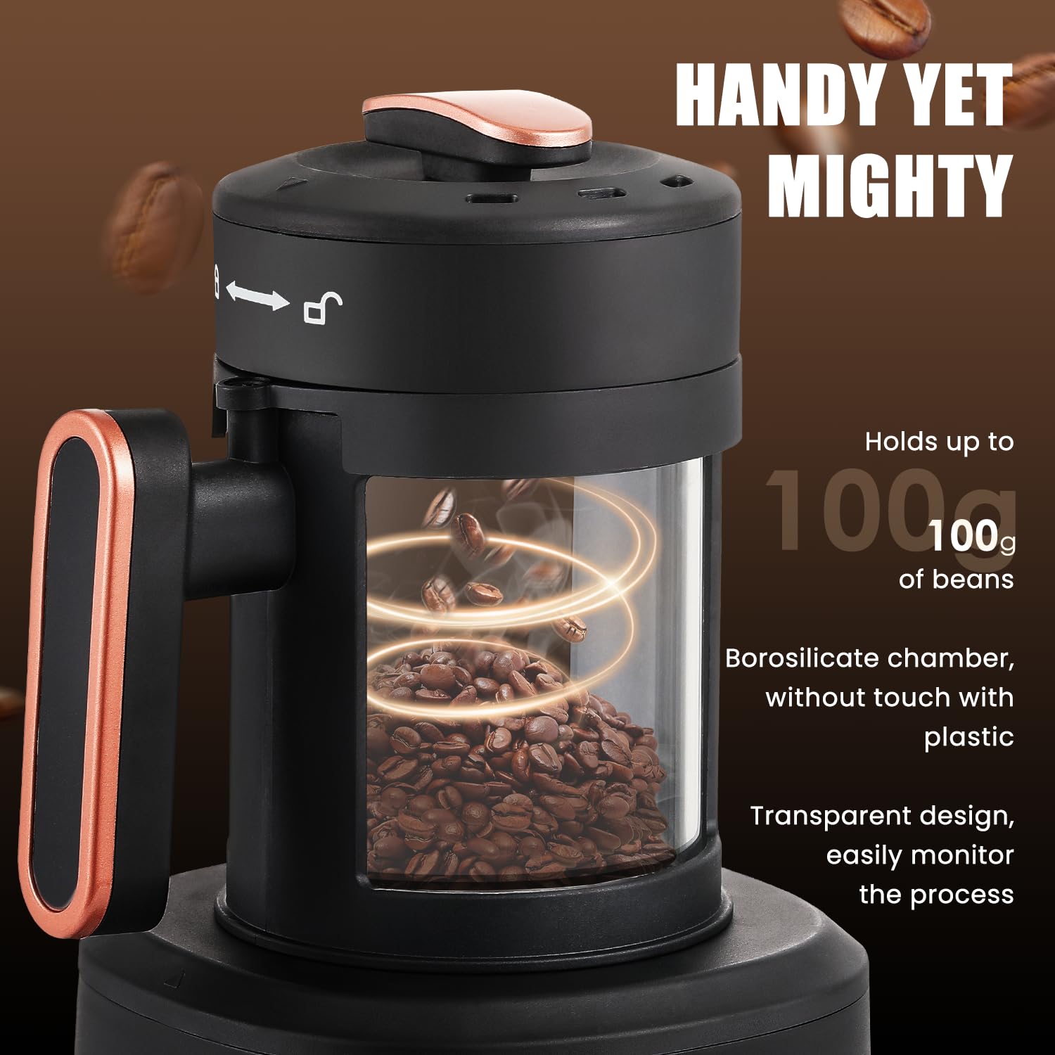 Huanyu Coffee Bean Roaster 100g with Timer Coffee Roasters for Home Use with Adjustable Heating and Cool Setting Electric Roaster 1500w 110v