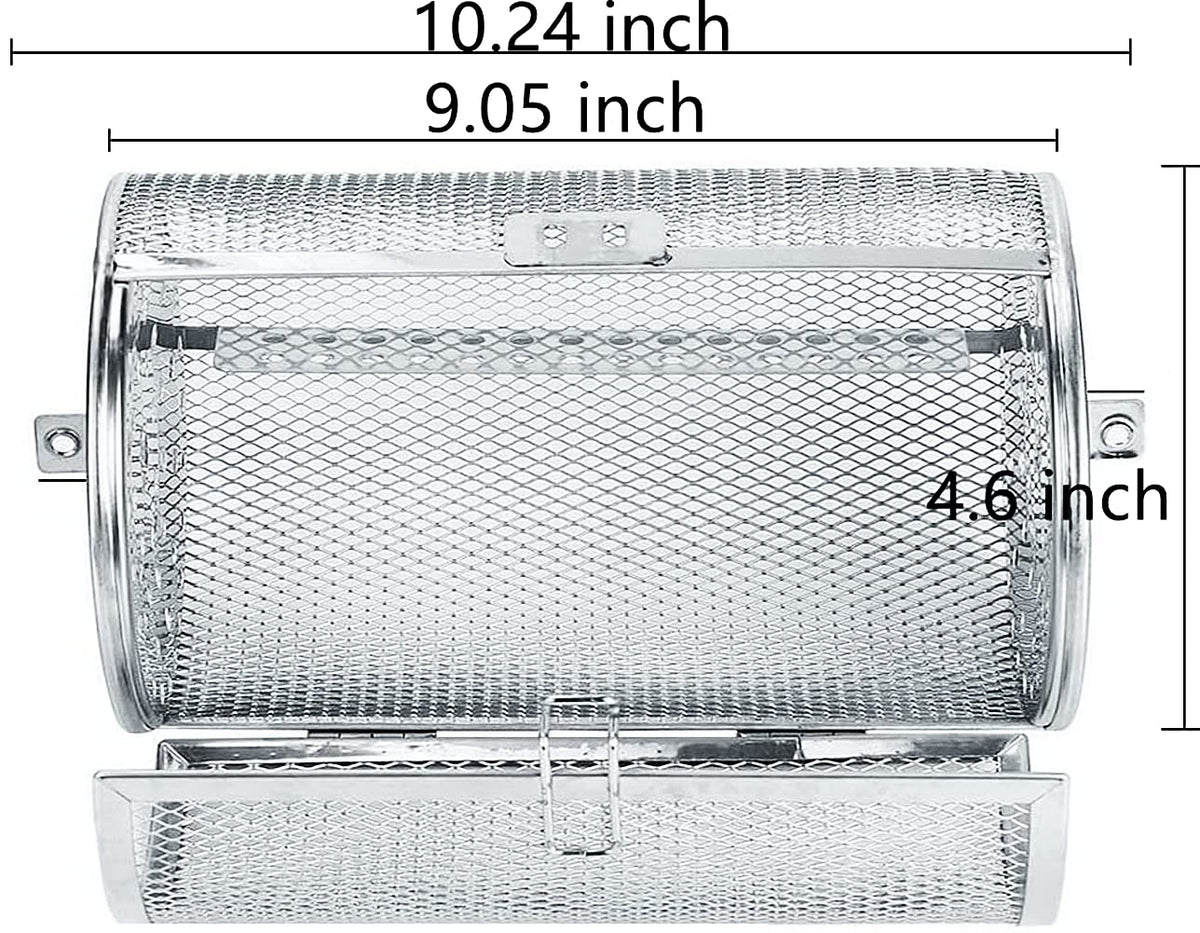 Drehspießkorb, um 360 Grad drehbare Edelstahl-Ofenroste, Röstertrommel für Drehspieß, Backen von Nüssen, Kaffeebohnen, Blumen, Tee, Grillrösterwerkzeug