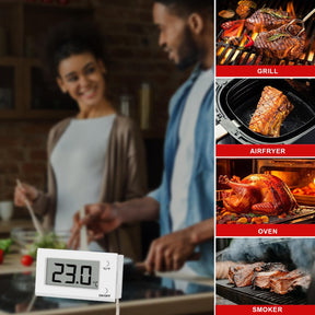 Digital Oven Thermometer with Probe Grill Meat Thermometer up to 300 °C, Oven Thermometer Roasting for Barbecue Accessories for Kitchen, Roasting, Grill, Pizza