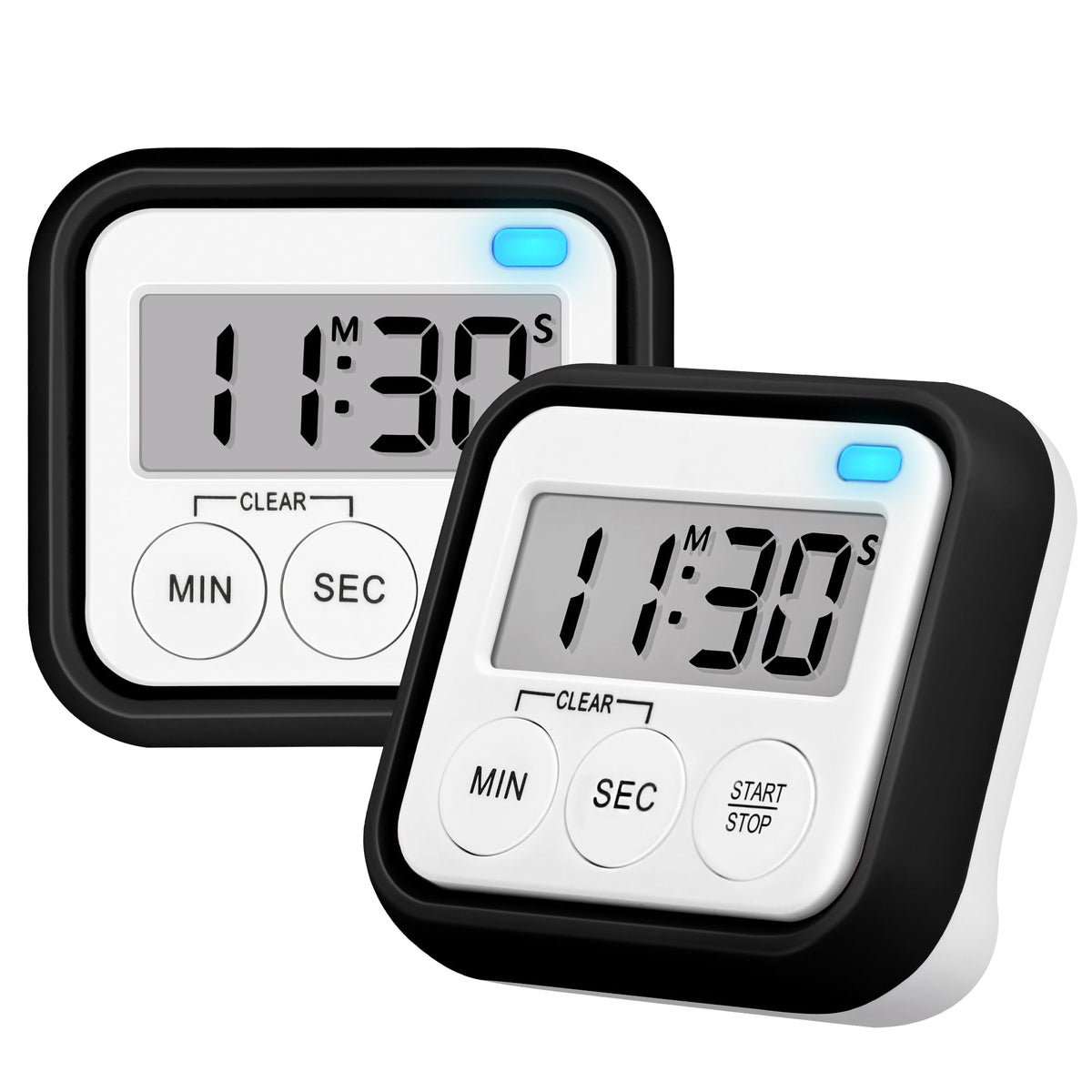 Timer, Küchentimer zum Kochen, Klassenzimmer-Timer für Kinder, Lehrer, magnetische digitale Timer, 2er-Pack, schwarz