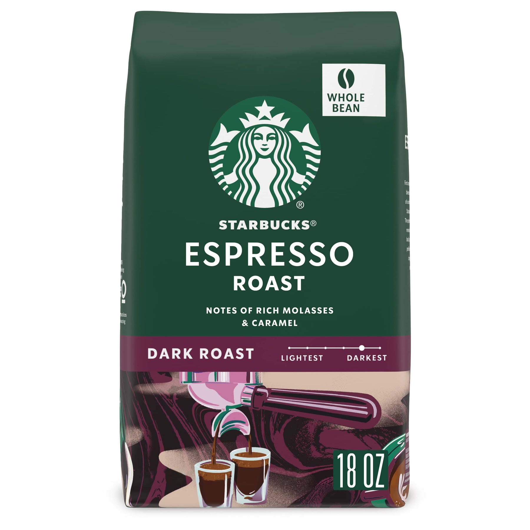 Starbucks Kaffeebohnen, dunkler Röstkaffee, Espressoröstung, 100 % Arabica, 1 Beutel (18 oz)