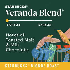 Starbucks Whole Bean Coffee, Starbucks Blonde Roast Coffee, Veranda Blend, 100 % Arabica, 6 Beutel (je 12 oz)