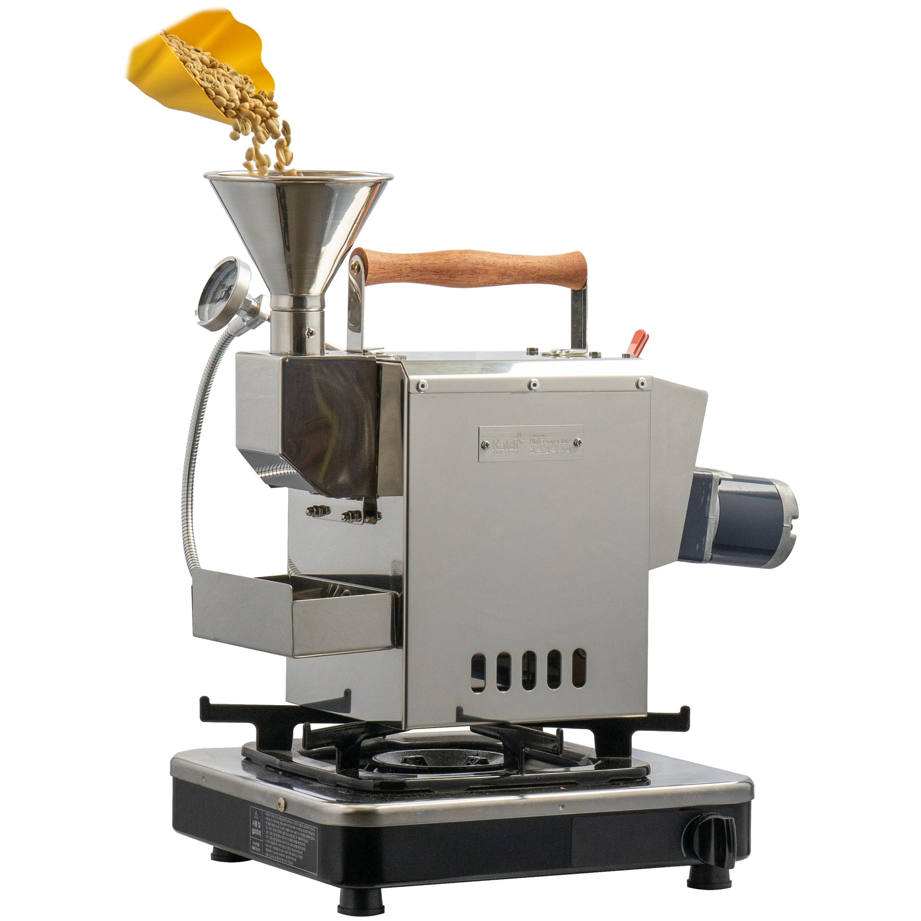 kaldi motorized gas coffee roaster - 200g capacity, gas burner required (Full Package)