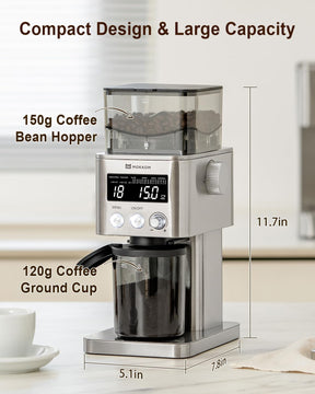 MOKKOM Coffee Grinder, Anti-static Conical Burr Coffee Bean Grinder, Adjustable Electric Burr Mill with 31 Precise Settings for Espresso/Drip/Pour Over/Cold Brew/French Press Coffee Maker