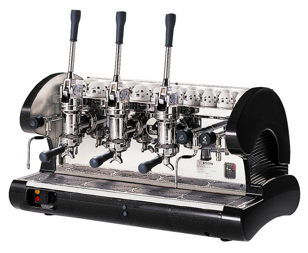 La Pavoni Bar 3L-B Hebel-Espressomaschine mit verchromten Messinggruppen, Goldschwarz, 22,5-Liter-Boiler, manueller Boilerwasser-Ladeknopf, Manometer zur Boilerdruckkontrolle