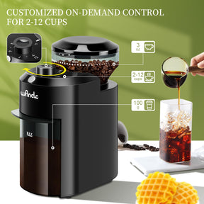 Wancle Electric Burr Coffee Grinder - Adjustable with 28 Precise Grind Settings for 12 Cups - Professional Coffee Bean Grinder (Plastic, Black)