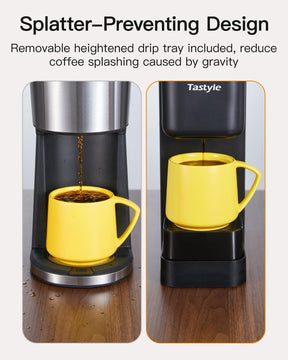 Tastyle Single Serve Hot & Iced Coffee Maker with Strong Brew, 40oz Removable Reservoir, 6 Brew Sizes, Compatible with K Cup and Grounds, Compact for Home, Office, RV and Dorm, Black (2.0 Version)