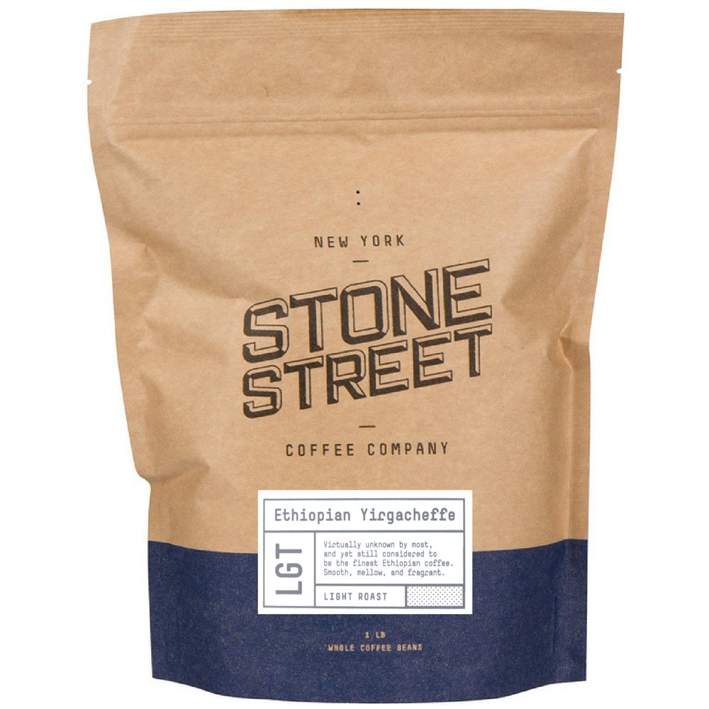 Stone Street Gourmet Coffee, Ethiopian Yirgacheffe, Single Origin, Fresh Roasted Coffee Beans, 1 LB Whole Bean, Light Roast