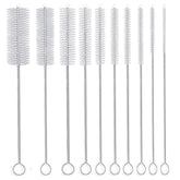 Long Straw Brush, Nylon Pipe Tube Cleaner 8-ihch 10 Different Diameters Set of 10