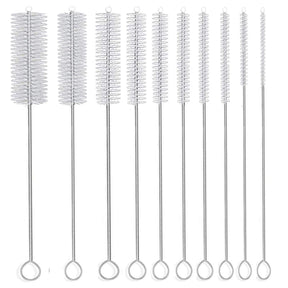 Lange Strohbürste, Nylon-Rohrreiniger, 8-ihch, 10 verschiedene Durchmesser, 10er-Set