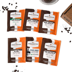 Fresh Roasted Coffee, Dark & Delicious Sampler Pack, Whole Bean, 2.5 Ounce (Pack of 6)