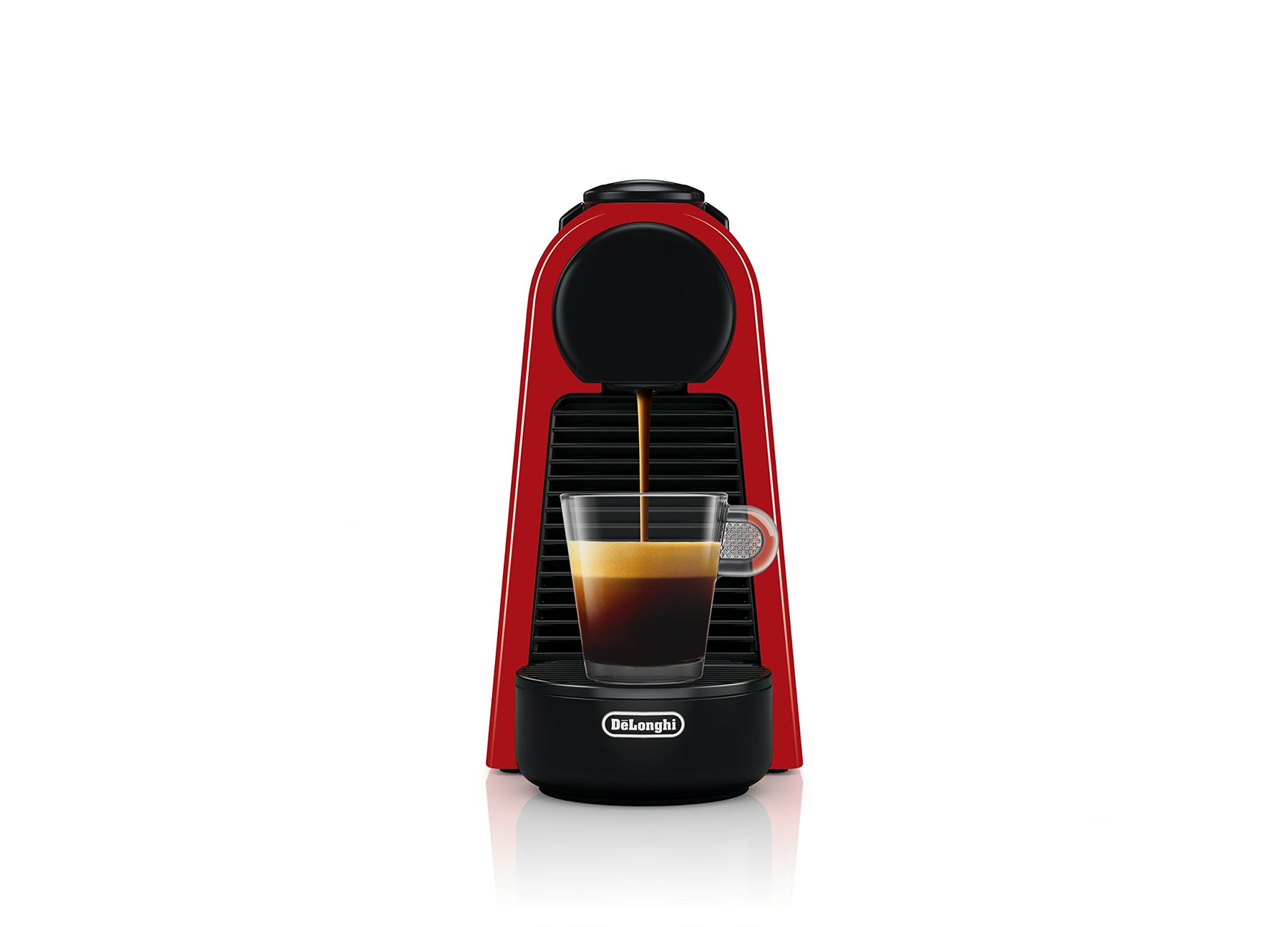 Nespresso Essenza Mini-Espressomaschine von De'Longhi mit Milchaufschäumer, 20,3 Unzen, Rot