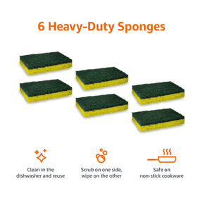 Amazon Basics Heavy Duty Sponges, 6 Count