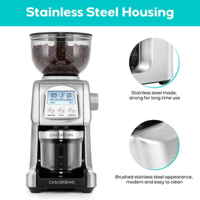 CASABREWS Electric Coffee Grinder, Conical Burr Coffee Bean Grinder with 77 Precise Grind Settings, Intelligently Grinds from Espresso to French Press, Gift for Baristas and Coffee Lovers