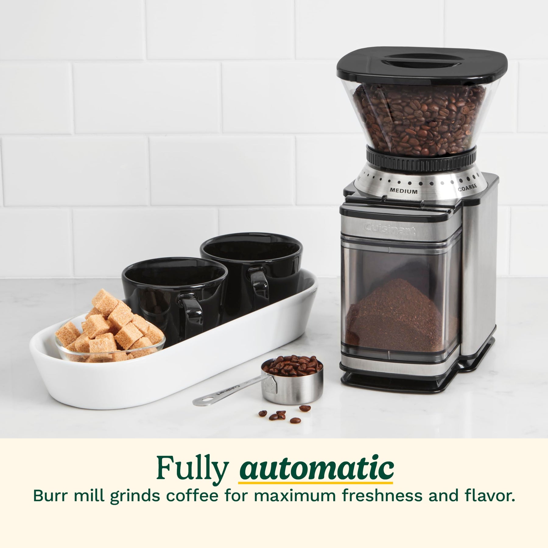 CUISINART Coffee Grinder, Electric Burr One-Touch Automatic Grinder with18-Position Grind Selector, Stainless Steel, DBM-8P1