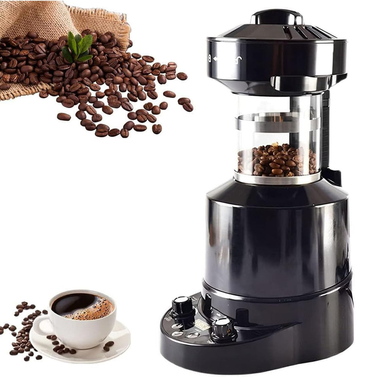 RESKIU Automatic Air Coffee Roasting Machine,2100W Full‑Automatic Household Electric Coffee Bean Roaster Machine with Timer,for Cafe Shop Restaurant Home Office