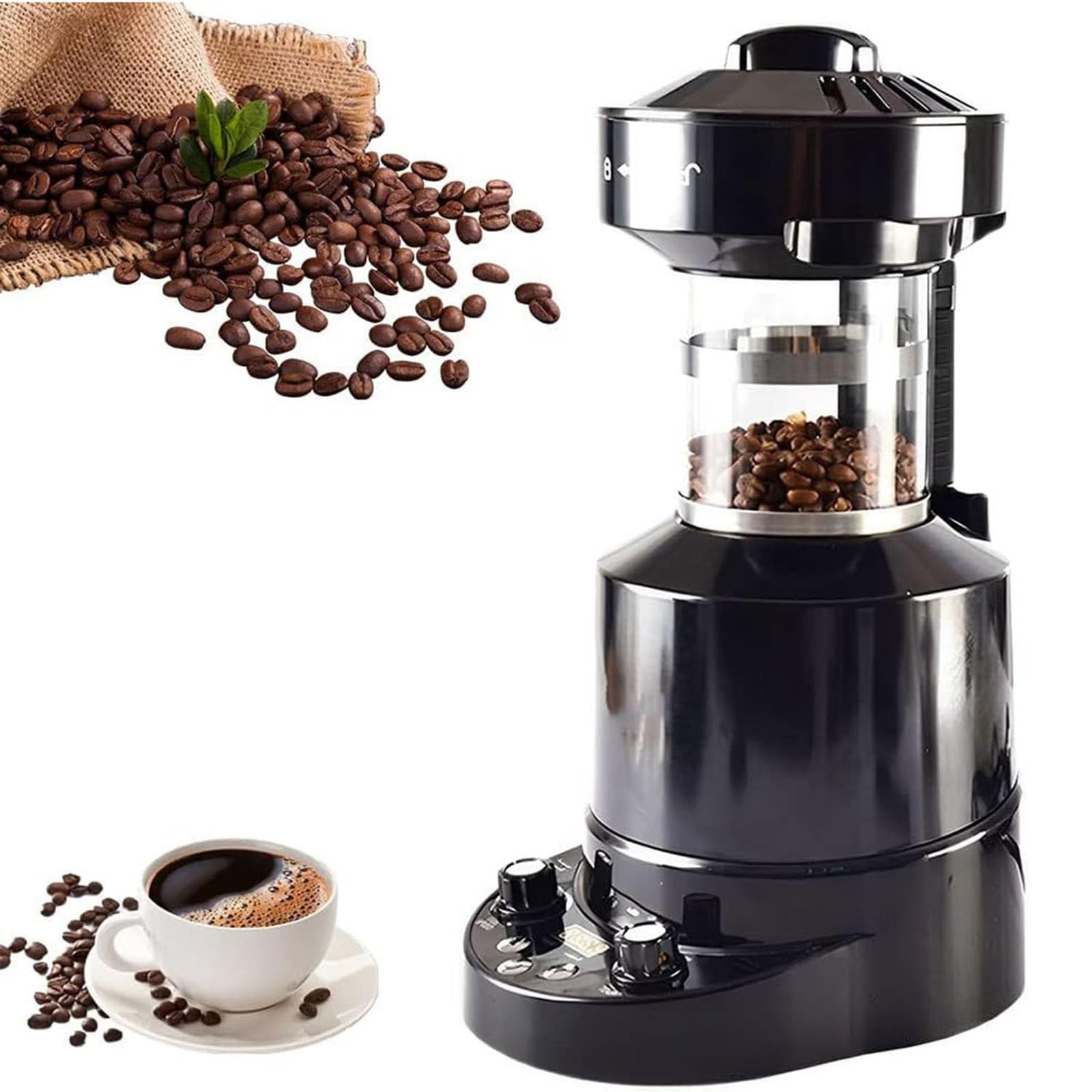 RESKIU Automatic Air Coffee Roasting Machine,2100W Full‑Automatic Household Electric Coffee Bean Roaster Machine with Timer,for Cafe Shop Restaurant Home Office