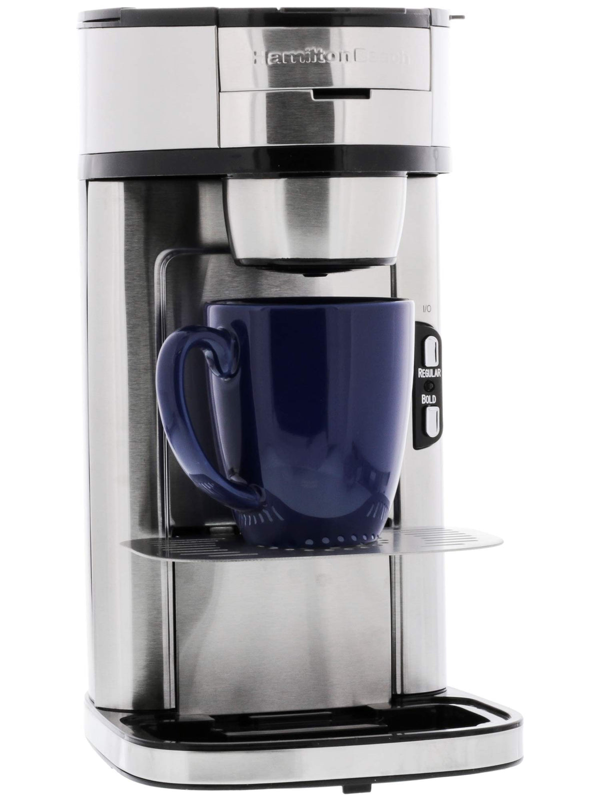 Hamilton Beach The Scoop Single Serve Coffee Maker & Fast Grounds Brewer, Brews in Minutes, 8-14oz. Cups, Stainless Steel