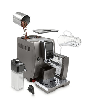 De'Longhi Dinamica Plus Connected Espresso & Coffee Machine with Automatic Milk Frother, One Touch Latte, Cappuccino, Color Touch Display, ECAM37095TI