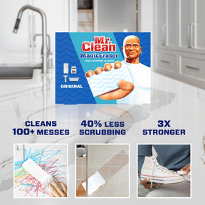 Mr. Clean マジックイレイザー オリジナル クリーニングパッド、多目的クリーナー、バスルームクリーニング用品、万能クリーナー、ホワイト、6 個入り