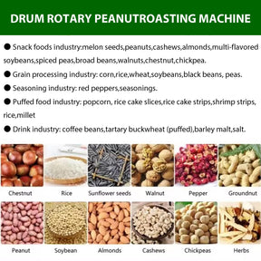 EQCOTWEA Commercial Roaster Machine 55LB Drum Rotary Roasting Machine Stainless Steel Peanut Walnut Chestnut Roasting Stir-Fry Drying Roaster Machine 0-300℃ 220V 3 Phase