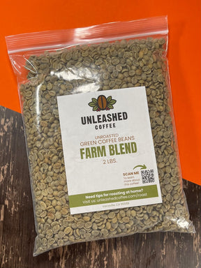 Unleashed Coffee | Unroasted Farm Blend | Arabica Whole Bean Coffee | Direct Trade Green Coffee Beans for Roasting | Small Lot, Farm Fresh Gourmet Coffee (Farm Blend, 2 LB)