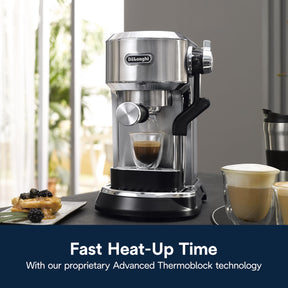 De'Longhi Dedica Maestro Plus Espressomaschine mit automatischer Dampfdüse für Latte, Cappuccino, Kaffee, Edelstahl, EC950M