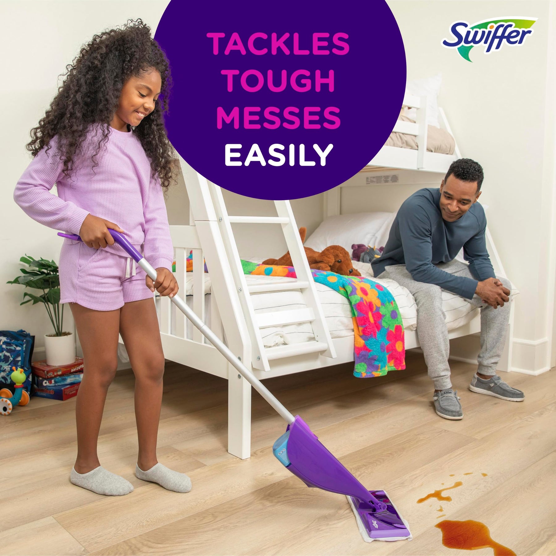 Swiffer WetJet ハードウッドおよびフロア用スプレーモップクリーナー スターターキット、内容: パワーモップ 1 台、パッド 10 枚、洗浄液、電池