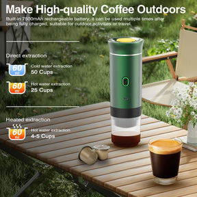 Portable Espresso Maker, 20 Bar Portable Coffee Maker, Self-Heating Car Espresso Maker, Compatible with Ground Coffee & NS Capsule for Camping, RV, Travel, Office