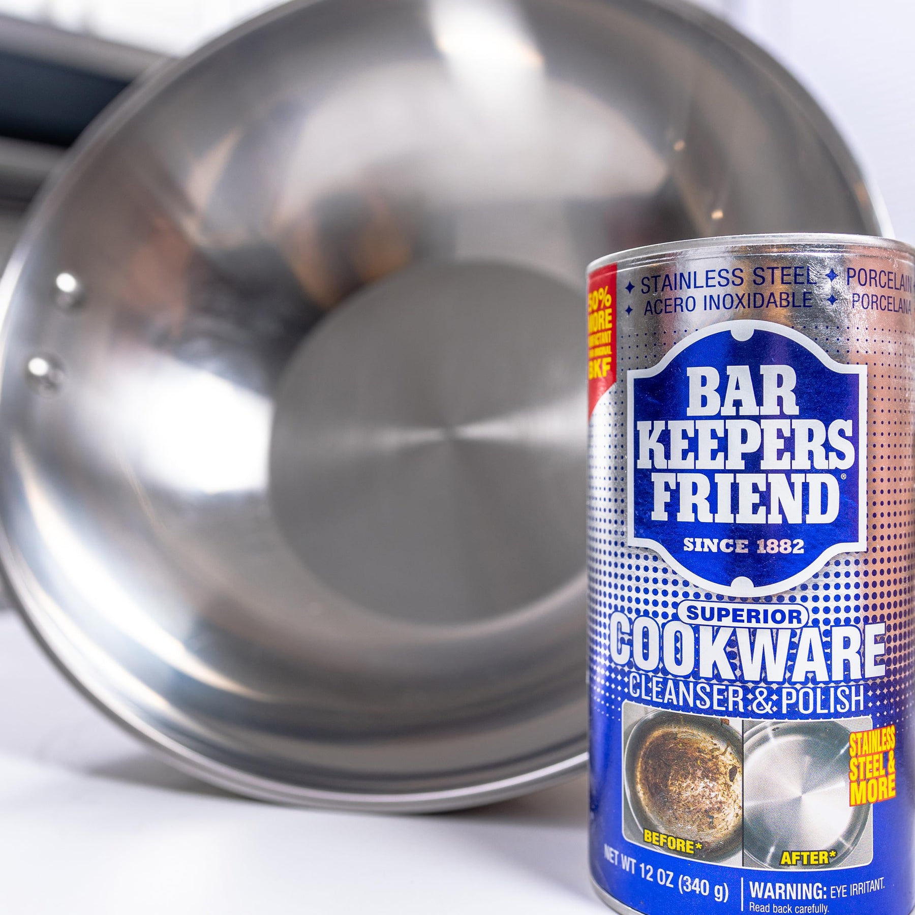 Bar Keepers Friend Kochgeschirr-Reiniger und -Politur (2 x 12 oz) Edelstahl-Reiniger und Entfetter für Töpfe, Pfannen, Backgeschirr und Grills – entfernt klebrige Rückstände, Rostflecken und Kalkablagerungen