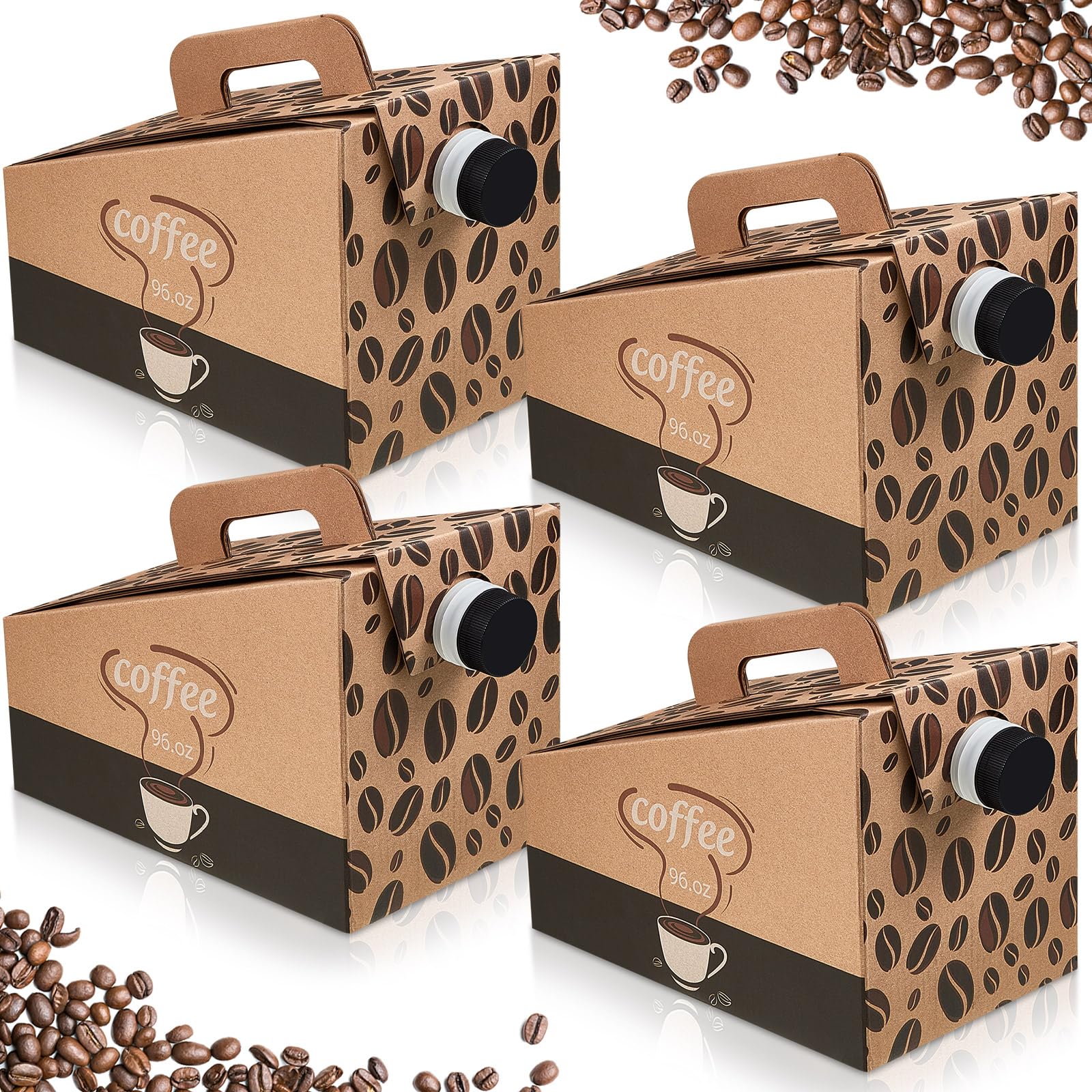 Dandat Coffee-to-go-Behälter, 20er-Pack – 96 oz dicke, isolierte Kaffeebox aus Hartfaserplatte, Einweg-Getränkespender mit Griff und Deckel für heiße und kalte Großgetränke, tragbare Catering-Server