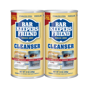 Bar Keepers Friend Powder Cleanser (2 x 12 oz) Multipurpose Cleaner, Stain & Rust Remover for Bathroom, Kitchen & Outdoor Use on Stainless Steel, Aluminum, Brass, Tile, Ceramic, Porcelain & More