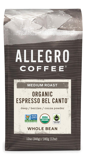 Allegro Coffee Organic Espresso Bel Canto Whole Bean Coffee, 12 oz(Pack of 1)