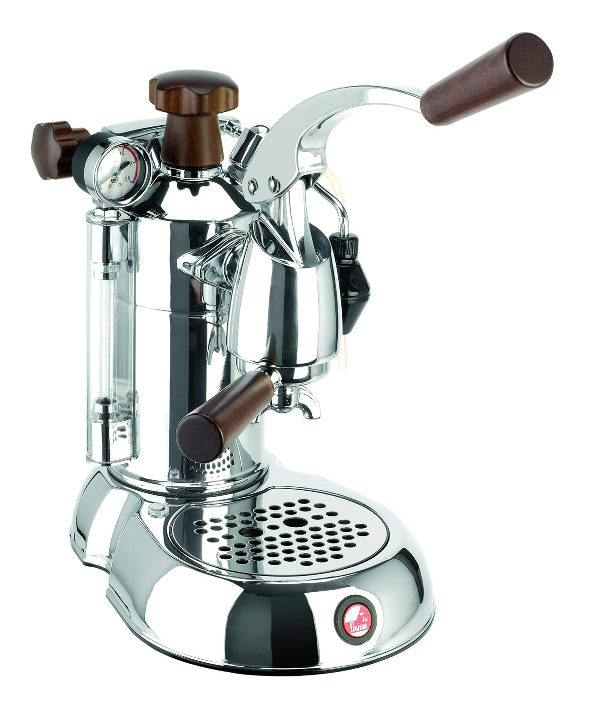 La Pavoni PSW-16 Stradivari 16-Cup Lever Espresso Machine | Chrome Finish with Wood Handles | 38-Ounce Boiler for 16 Shots | Dual Frothing System and Piston Lever Design | Made in Italy | Home & Cafes